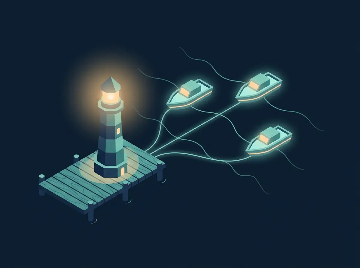 Deal Harbor lighthouse brand illustration.